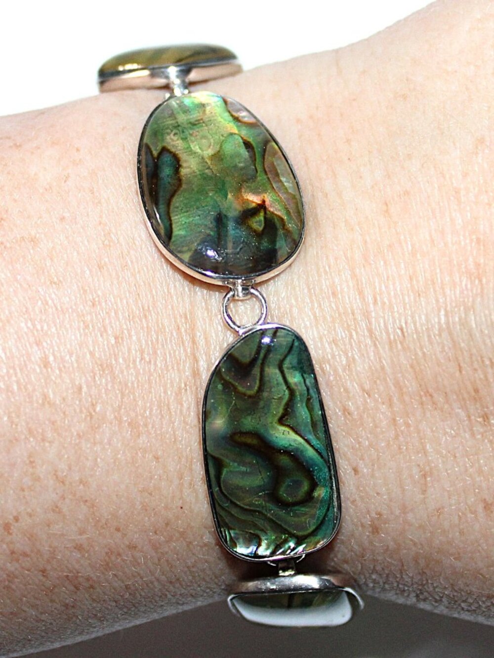 Lucas Lameth Coldwater Creek Sterling Silver Abalone Bracelet 8 Inches